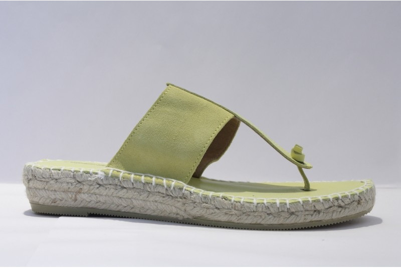 Espadrille tong en cuir