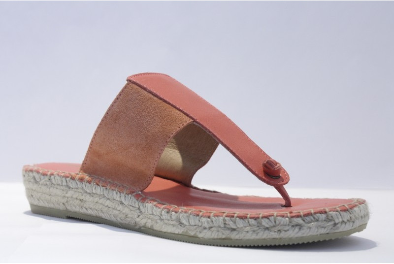 Espadrille tong en cuir