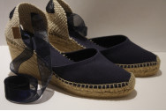 Espadrille compensée à lacet organza