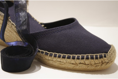 Espadrille compensée à lacet organza