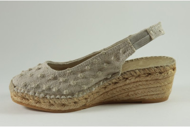 Espadrille sling back en coton pointillé