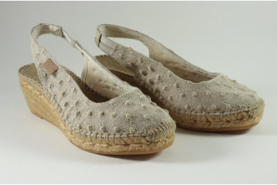 Espadrille sling back en coton pointillé