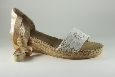 Espadrille femme dentelle à lacet