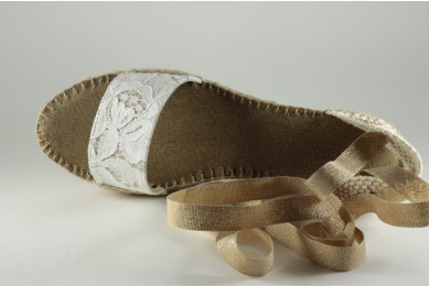 Espadrille femme dentelle à lacet