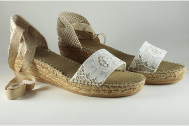 Espadrille femme dentelle à lacet