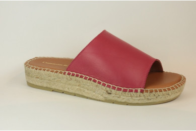 Espadrille en cuir façon mule avec talon plateforme