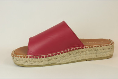 Espadrille en cuir façon mule avec talon plateforme