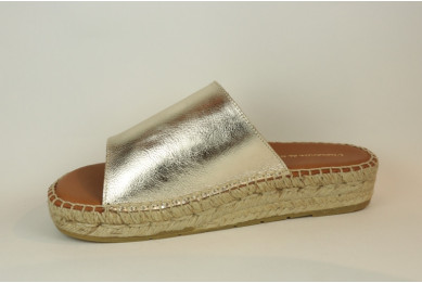 Espadrille en cuir façon mule avec talon plateforme