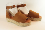 Espadrille nu-pieds vagues avec talon compensé