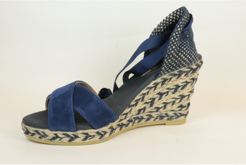 Espadrille avec bride croisée et talon tressé coloré