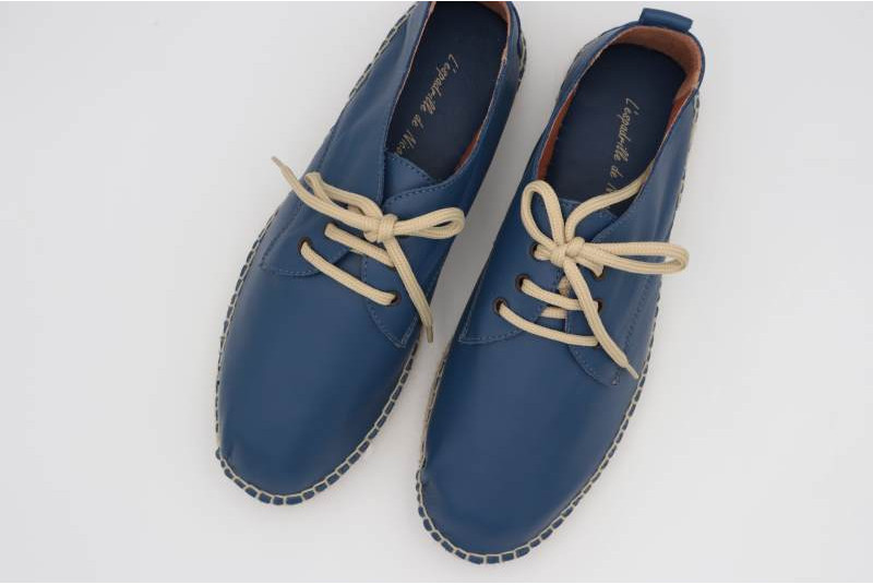 Espadrille homme derbies en cuir bleu