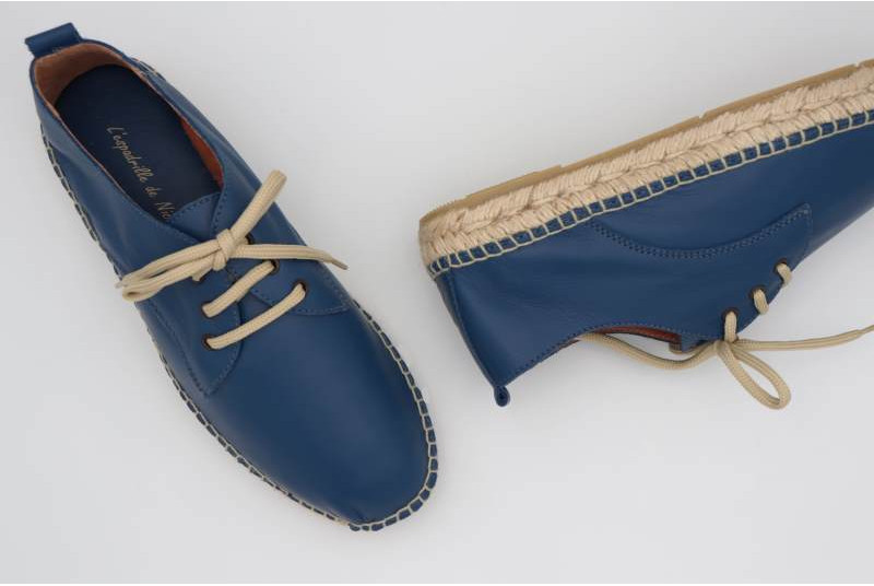 Espadrille homme derbies en cuir bleu