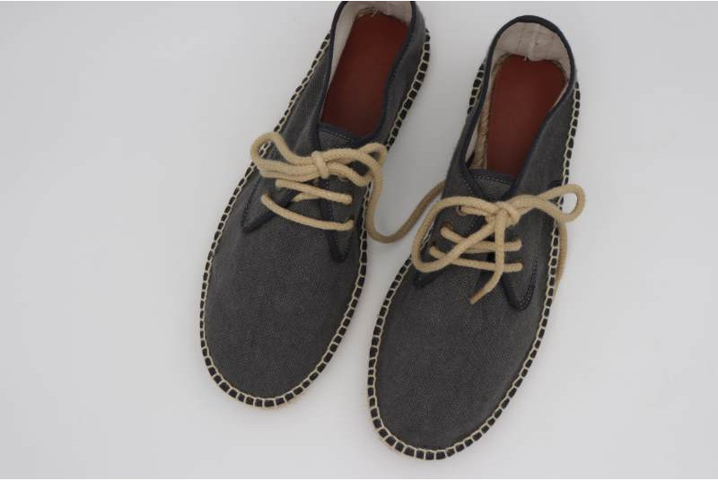 Espadrille à lacet "Derby" en coton recyclé gris