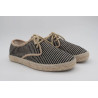 Espadrille homme derby rayée noir et lin naturel