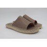 Espadrille mule ouverte cuir taupe