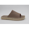 Espadrille mule ouverte cuir taupe