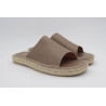 Espadrille mule ouverte cuir taupe