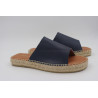 Espadrille mule ouverte cuir bleu