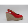 Espadrille compensée Escarpin Cathy cuir rouge