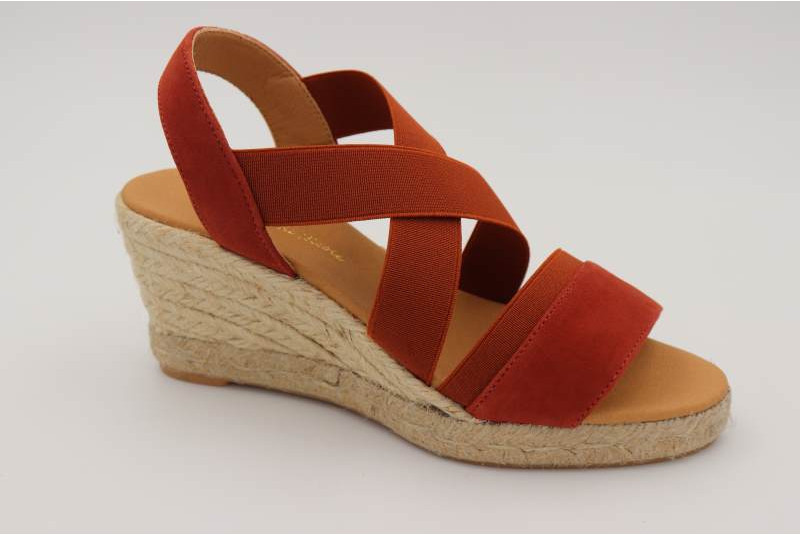 Espadrille sandale terracotta à élastique croisée