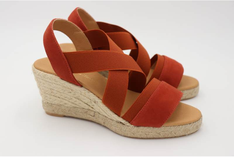 Espadrille sandale terracotta à élastique croisée